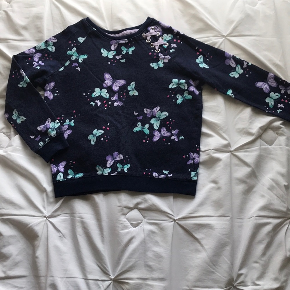 Girls navy blue butterfly sweater